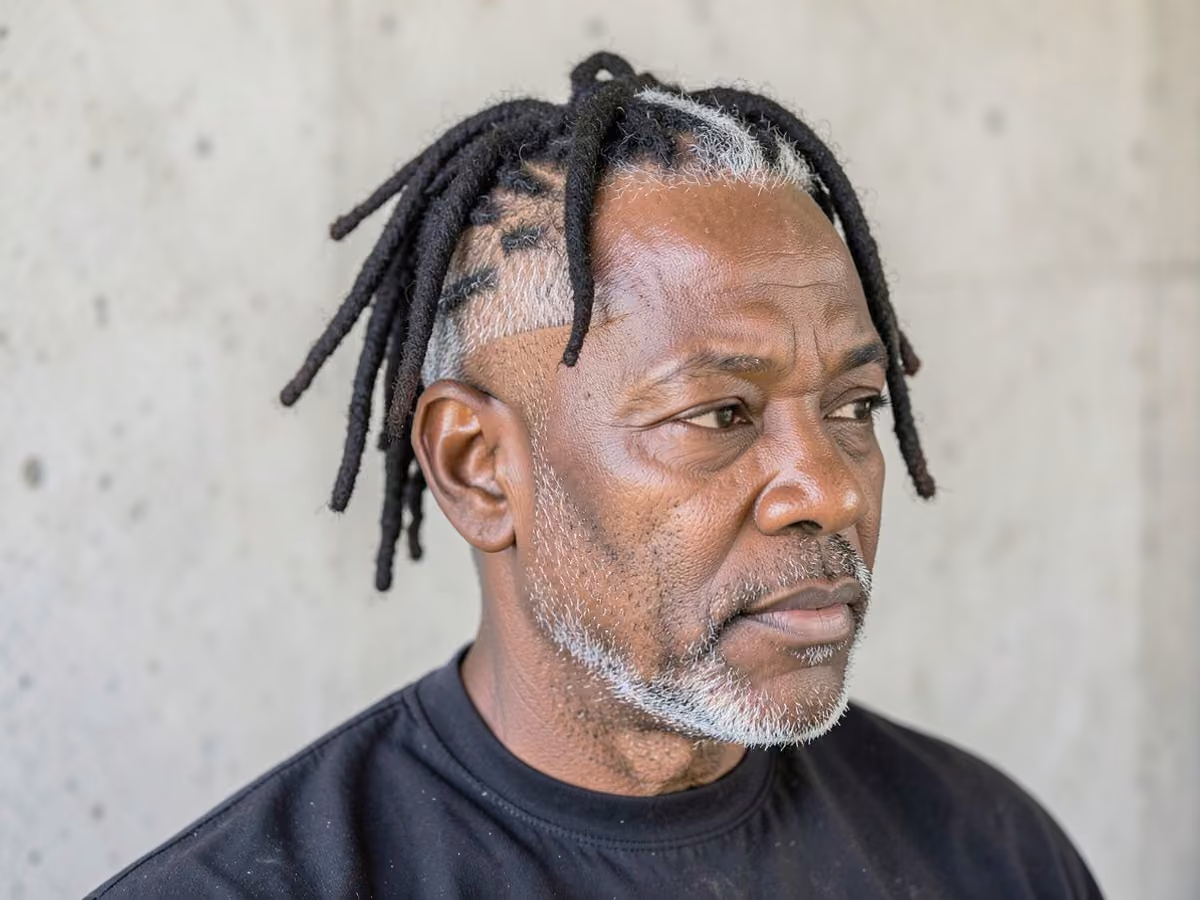 Man with a disconnected undercut with locs