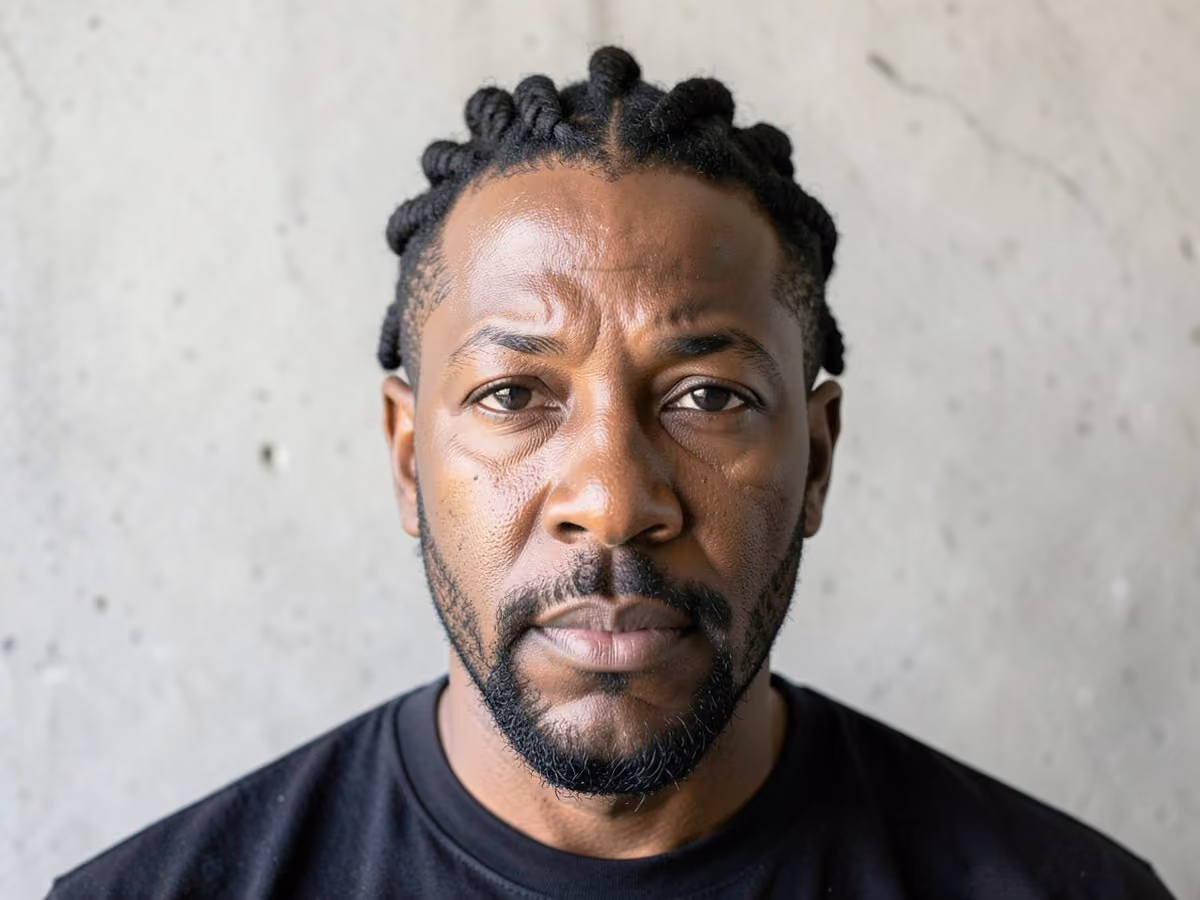 Man with a barrel locs haircut