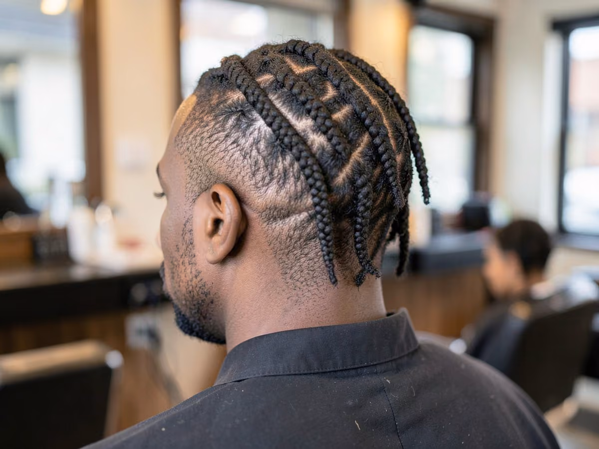 Man with a braided starter locs haircut