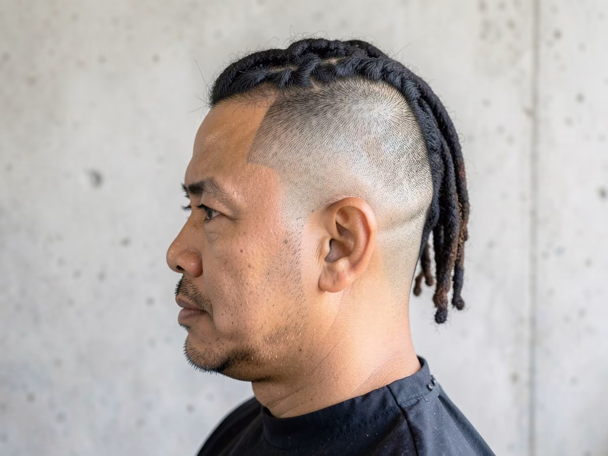 Man with a dreadhawk with shaved sides