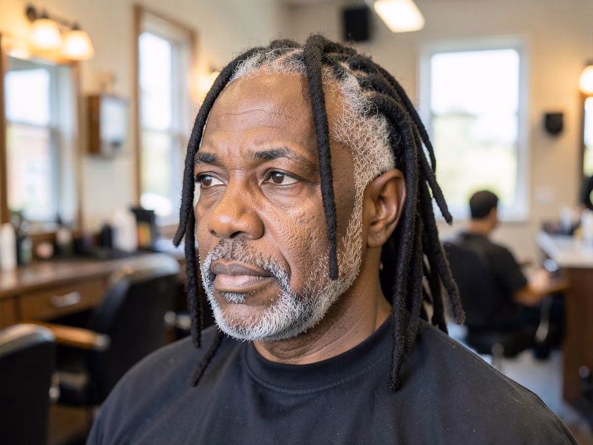 Man with a dreads on straight hair