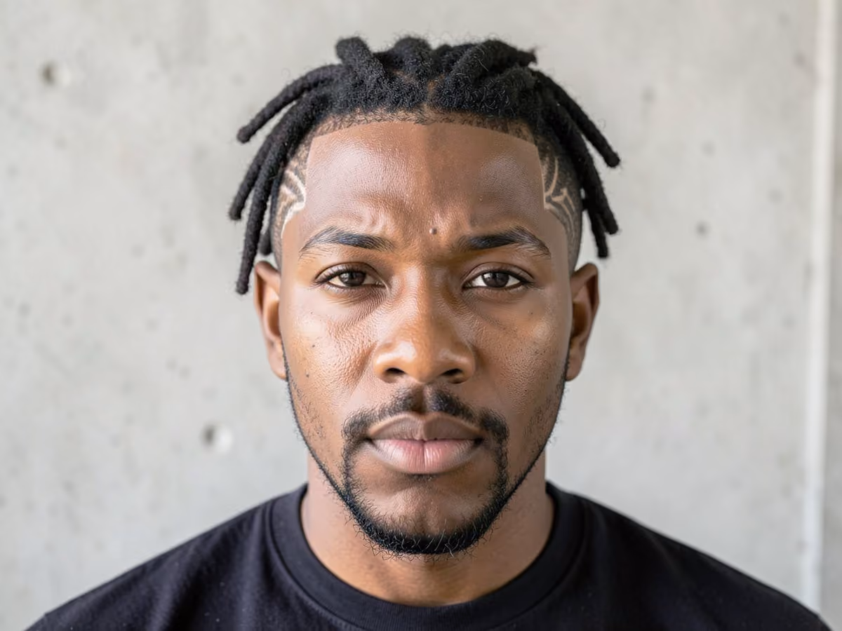 Man with a dreads with shaved design haircut