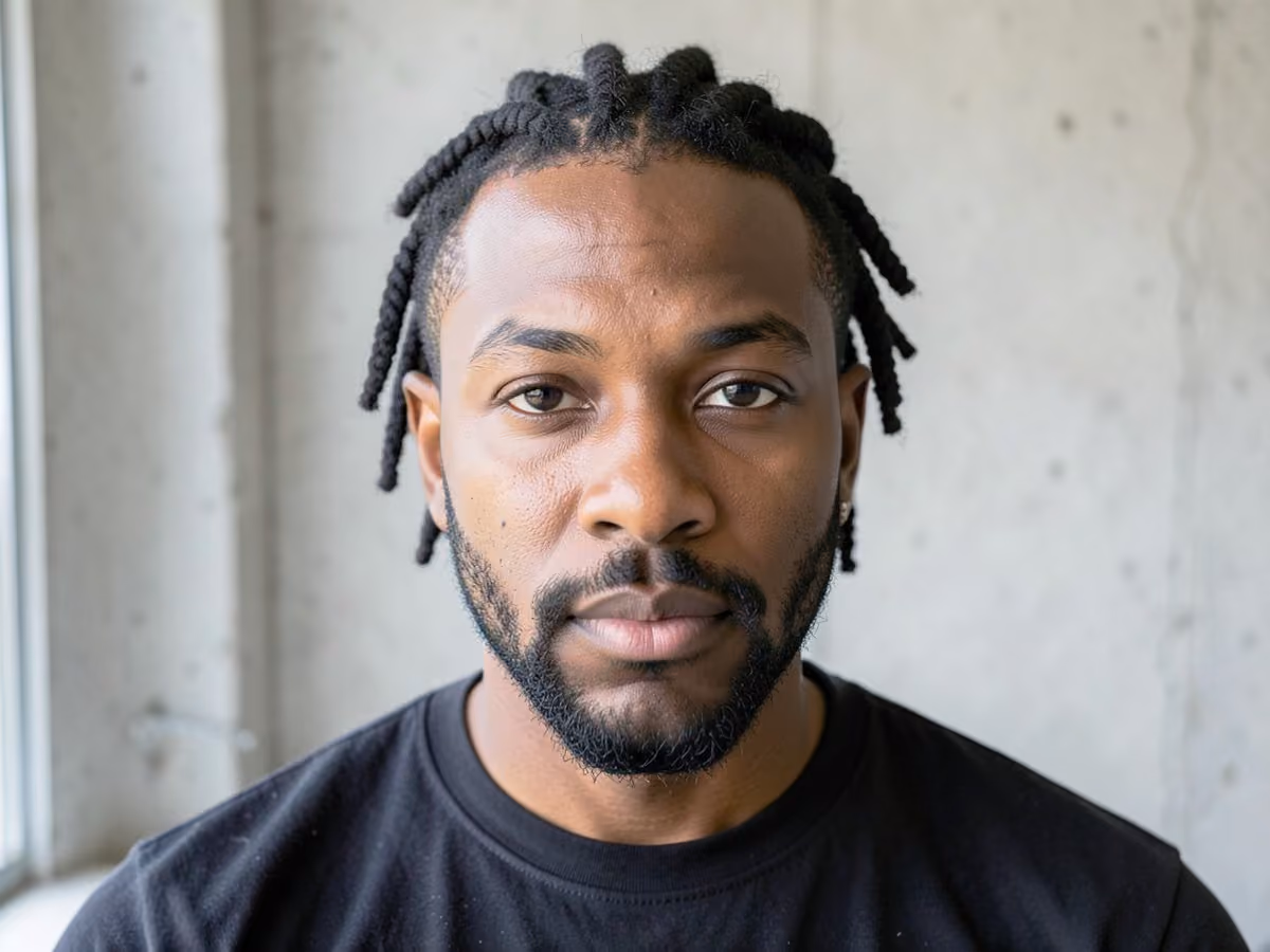 Man with an instant crochet locs haircut