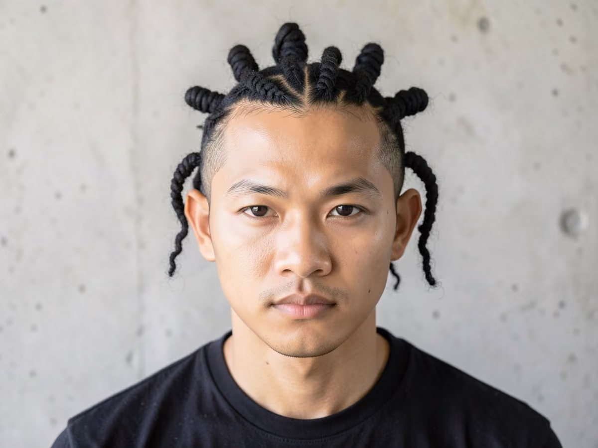 Man with a loc bantu knots haircut