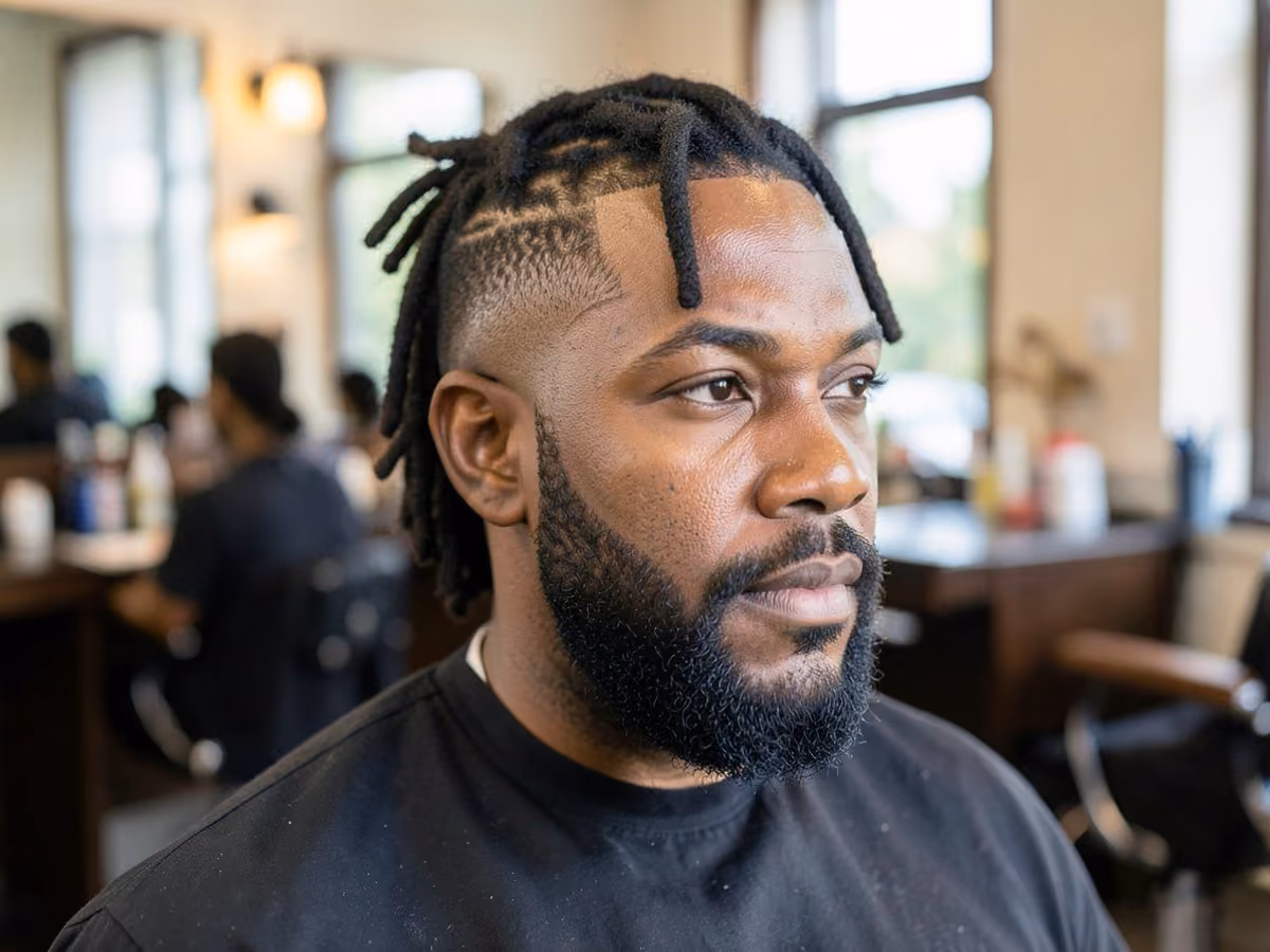Man with a locs with beard fade