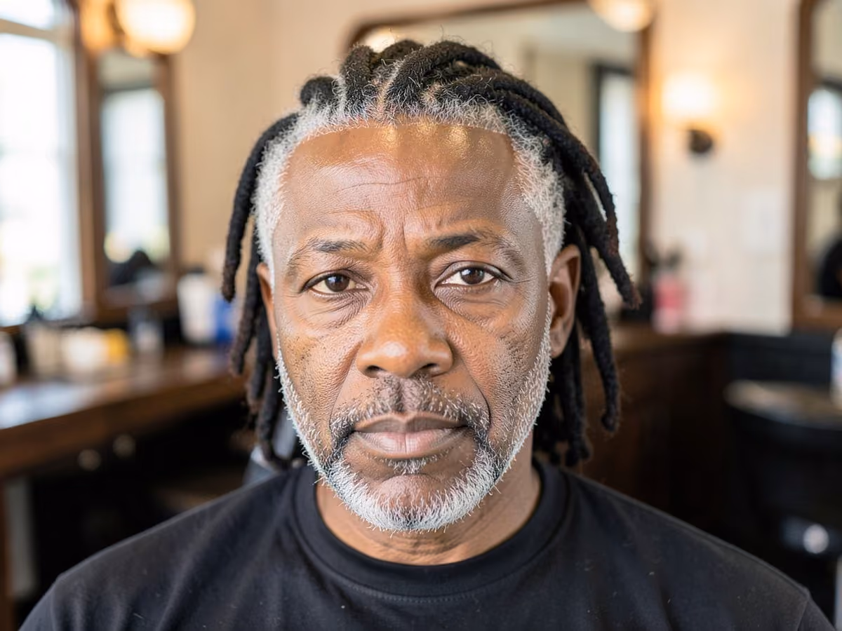 Man with a locs with hard part