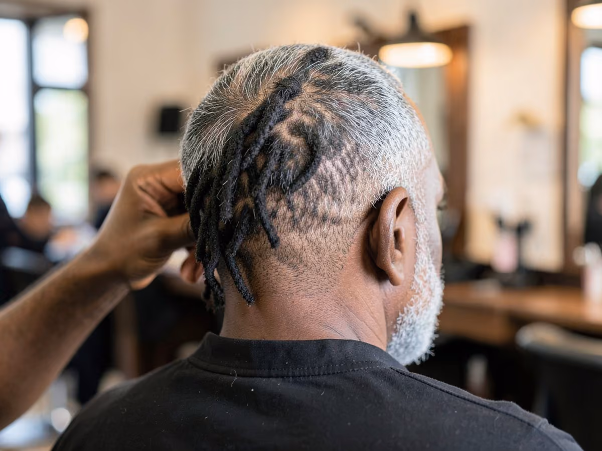Man with a locs with v nape haircut