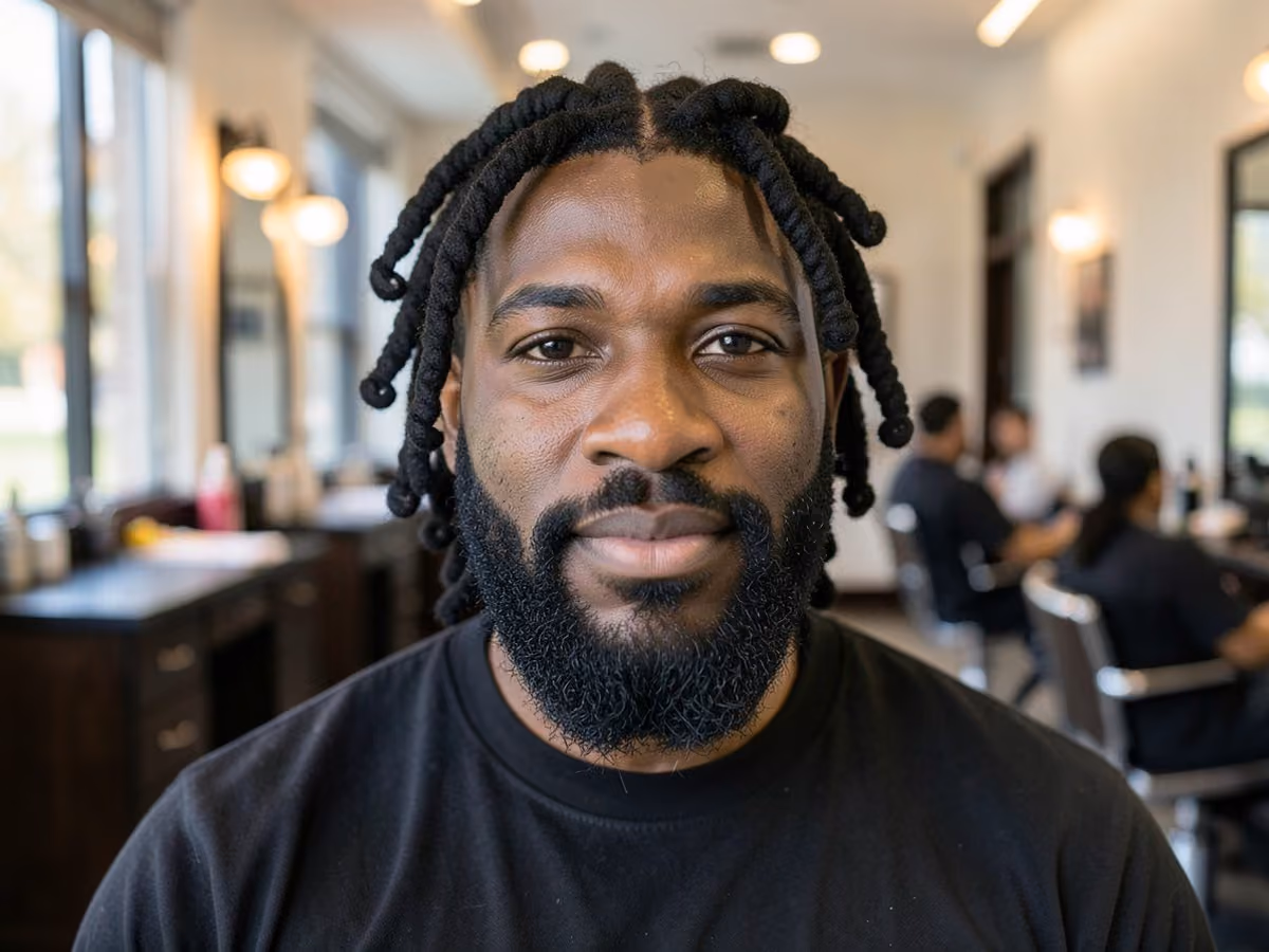 Man with a petal locs haircut