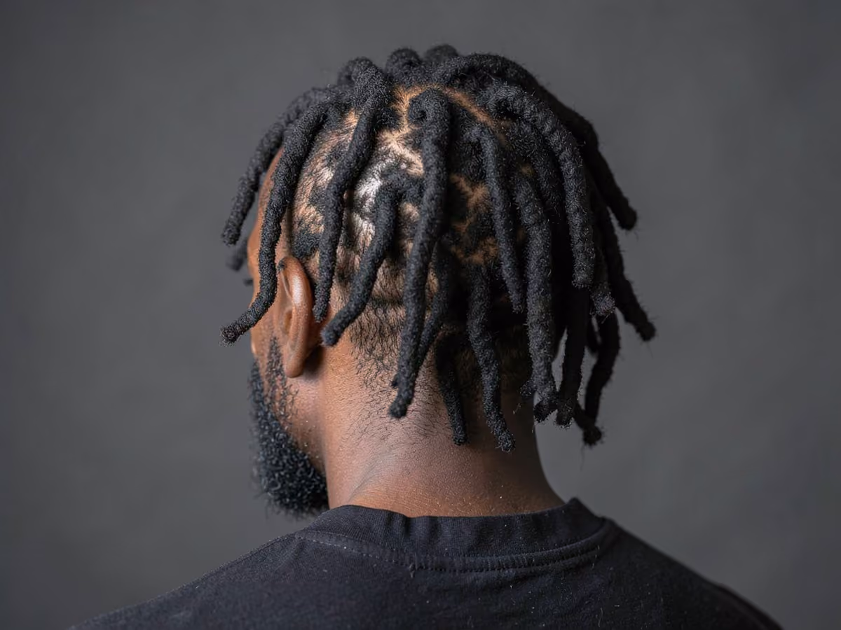Man with a semi-freeform locs haircut