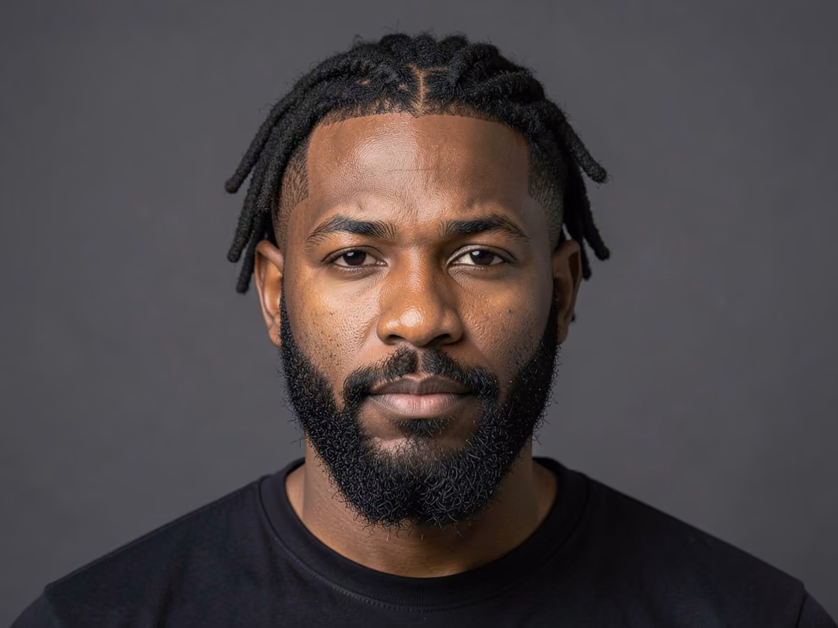 Man with a short dreads with low fade