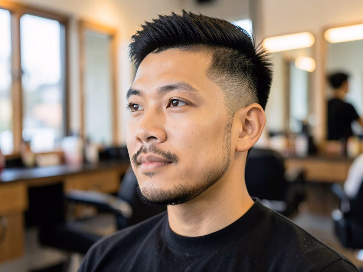 Man with a short wicks haircut