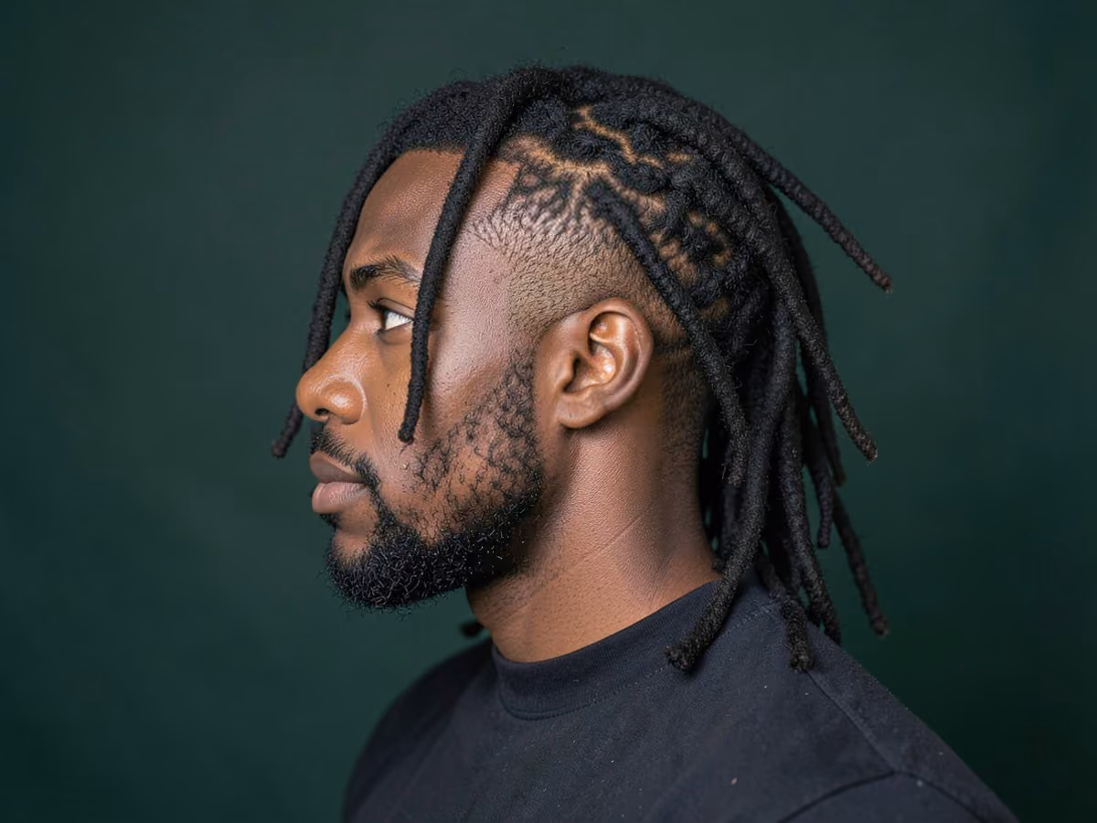 Man with a shoulder length locs haircut