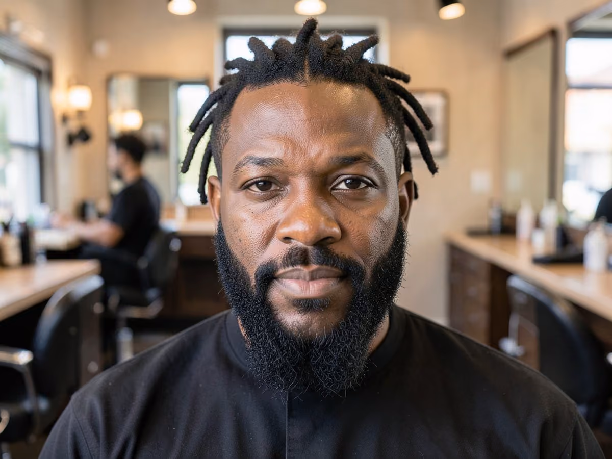Man with a small traditional locs haircut