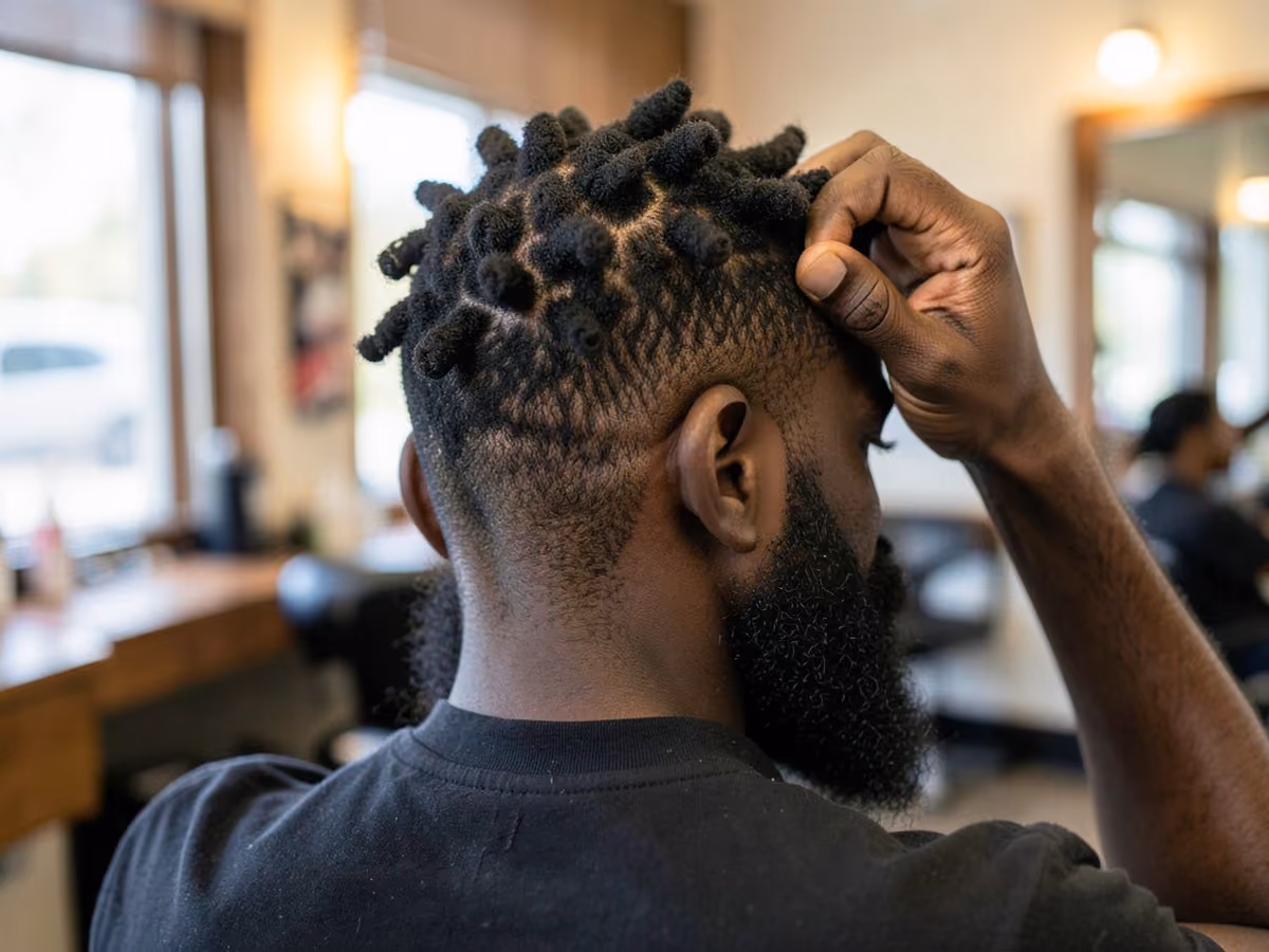 Man with a sponge starter locs haircut