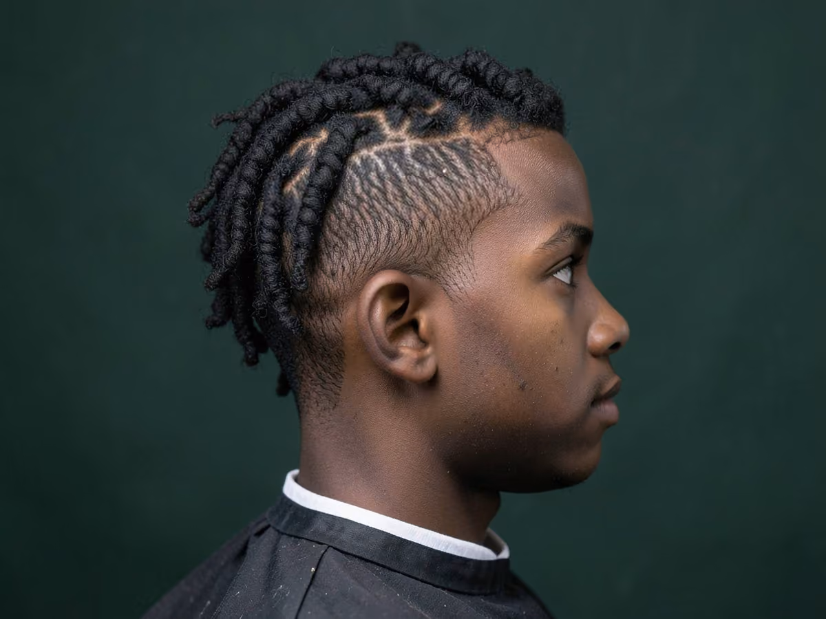 Man with a teen dreads haircut