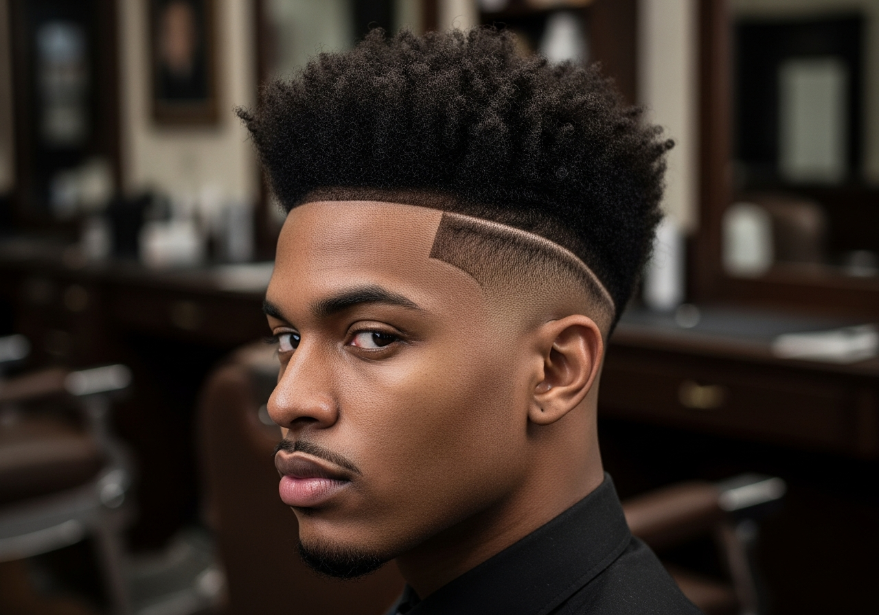 Drop Fade for Black Men 2026 - Curly Coily Curved Drop Fade Haircut
