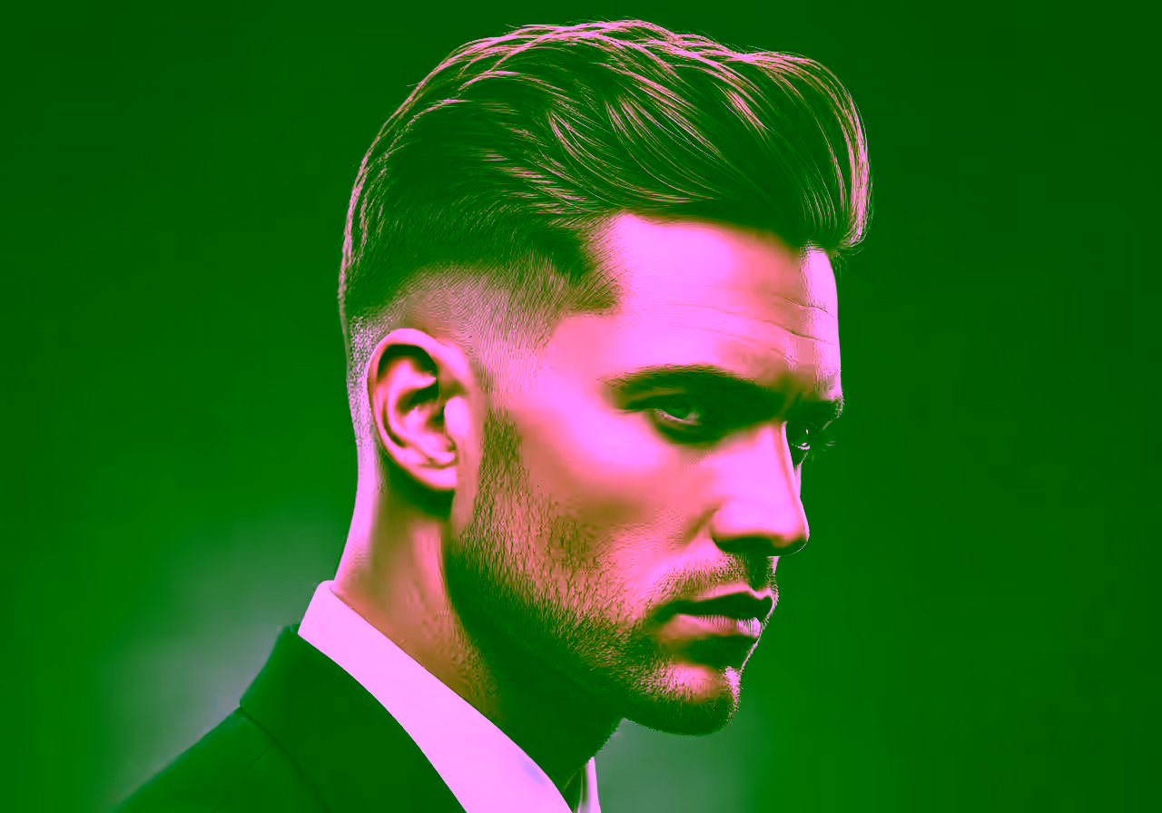 Drop Fade Burst hairstyle for men 2026 — drop fade variation, best for round, heart faces + all hair types, modern barbering by Master Stylist Jessica Hamilton