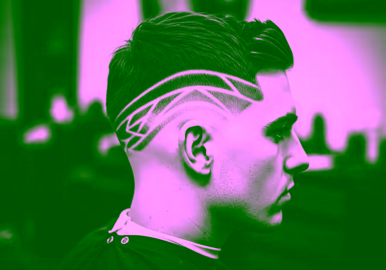 Drop Fade with Line Design hairstyle for men 2026 — drop fade variation, best for creative men + all faces, modern barbering by Master Stylist Jessica Hamilton