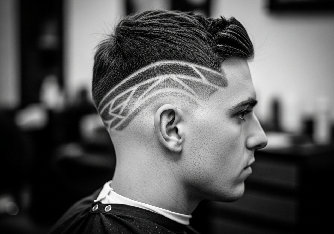 Drop Fade with Line Design 2026 - Custom Line Pattern Curved Drop Fade