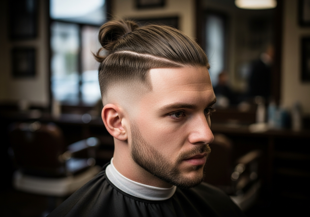 Drop Fade Man Bun 2026 - Long Top Curved Drop Fade for Relaxed Style