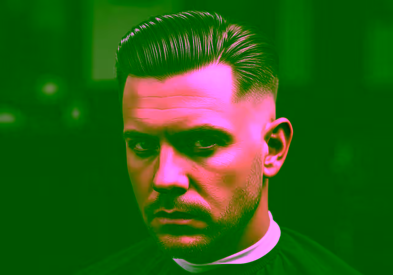 Drop Fade Slick Back hairstyle for men 2026 — drop fade variation, best for heart, oval faces + straight hair, modern barbering by Master Stylist Jessica Hamilton