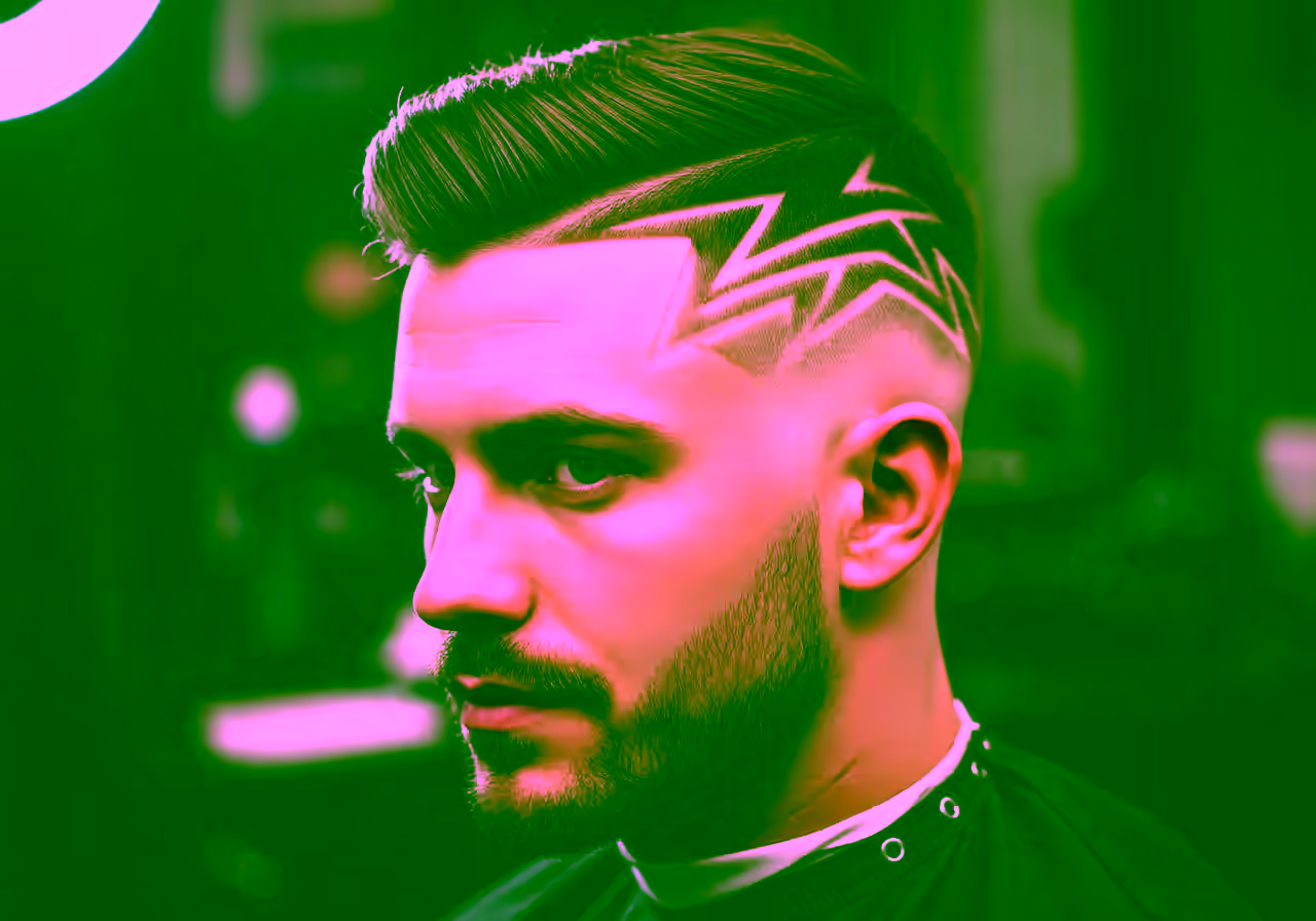 Drop Fade with Design hairstyle for men 2026 — drop fade variation, best for creative types + all faces, modern barbering by Master Stylist Jessica Hamilton