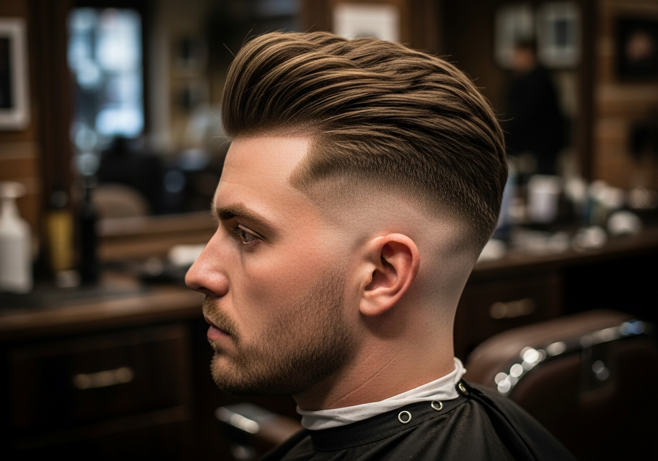 High Drop Fade Haircut 2026 - Dramatic Curved Drop Fade Behind Ear