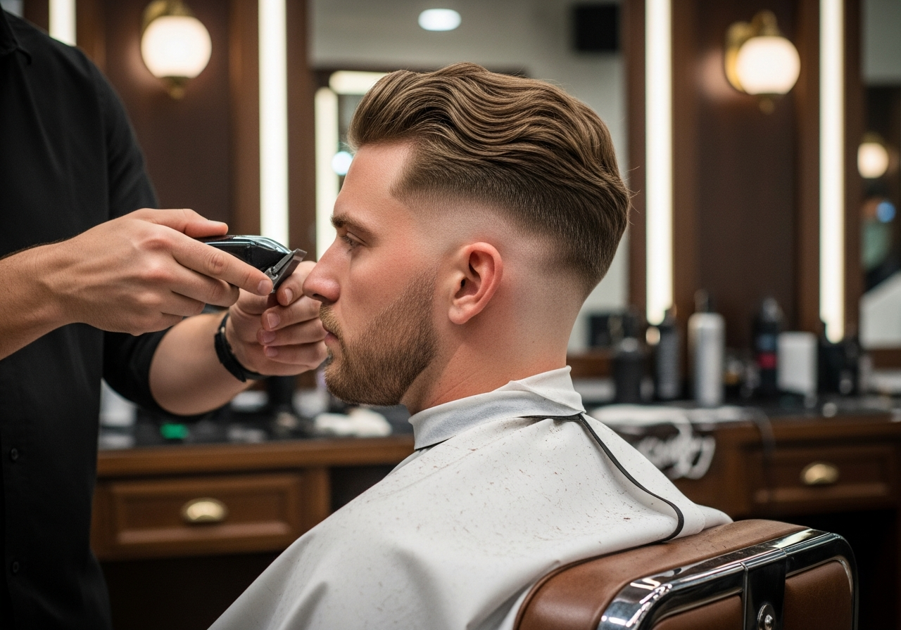 Mid Drop Fade Haircut 2026 - Balanced Curved Drop Fade Behind Ear