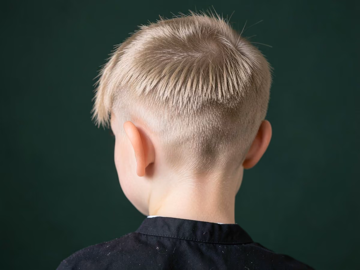 Boy with an e-boy fringe haircut
