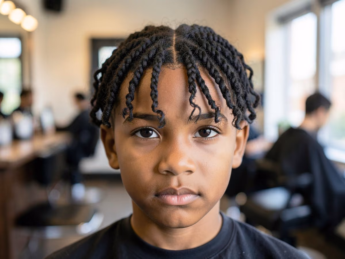 Boy with an e-boy haircut for black men