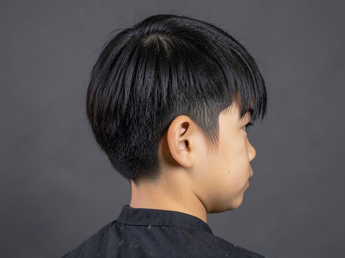 Boy with an e-boy haircut for straight hair
