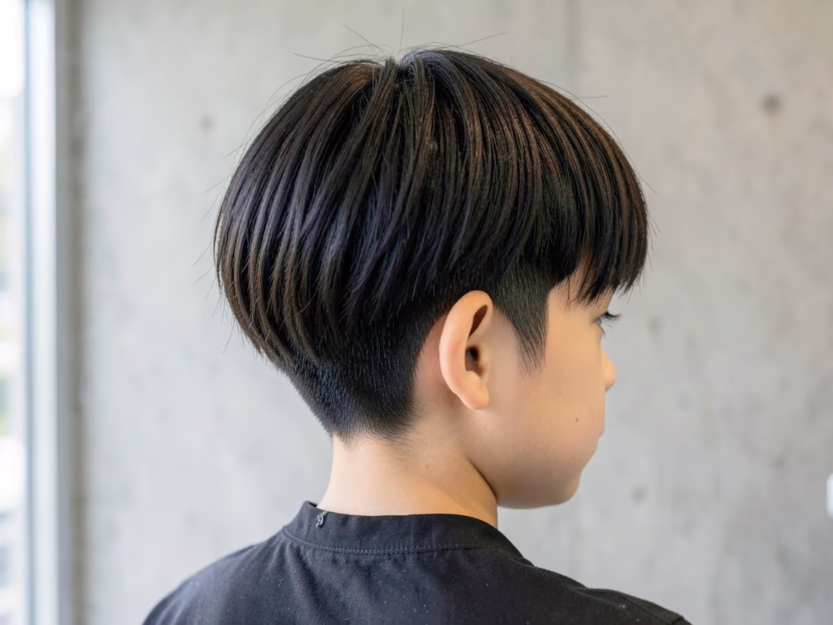 Boy with an e-boy two-block haircut