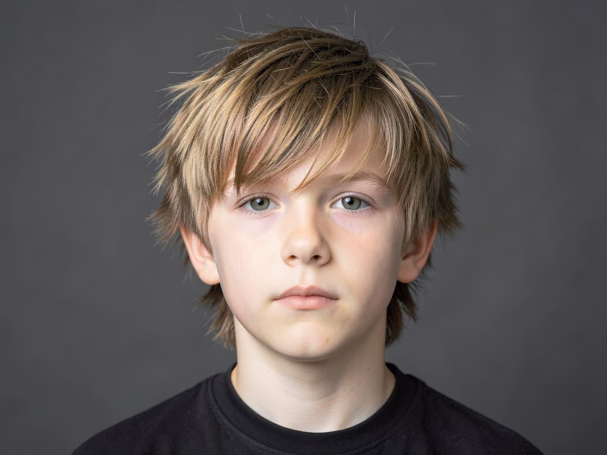 Boy with a shaggy e-boy haircut
