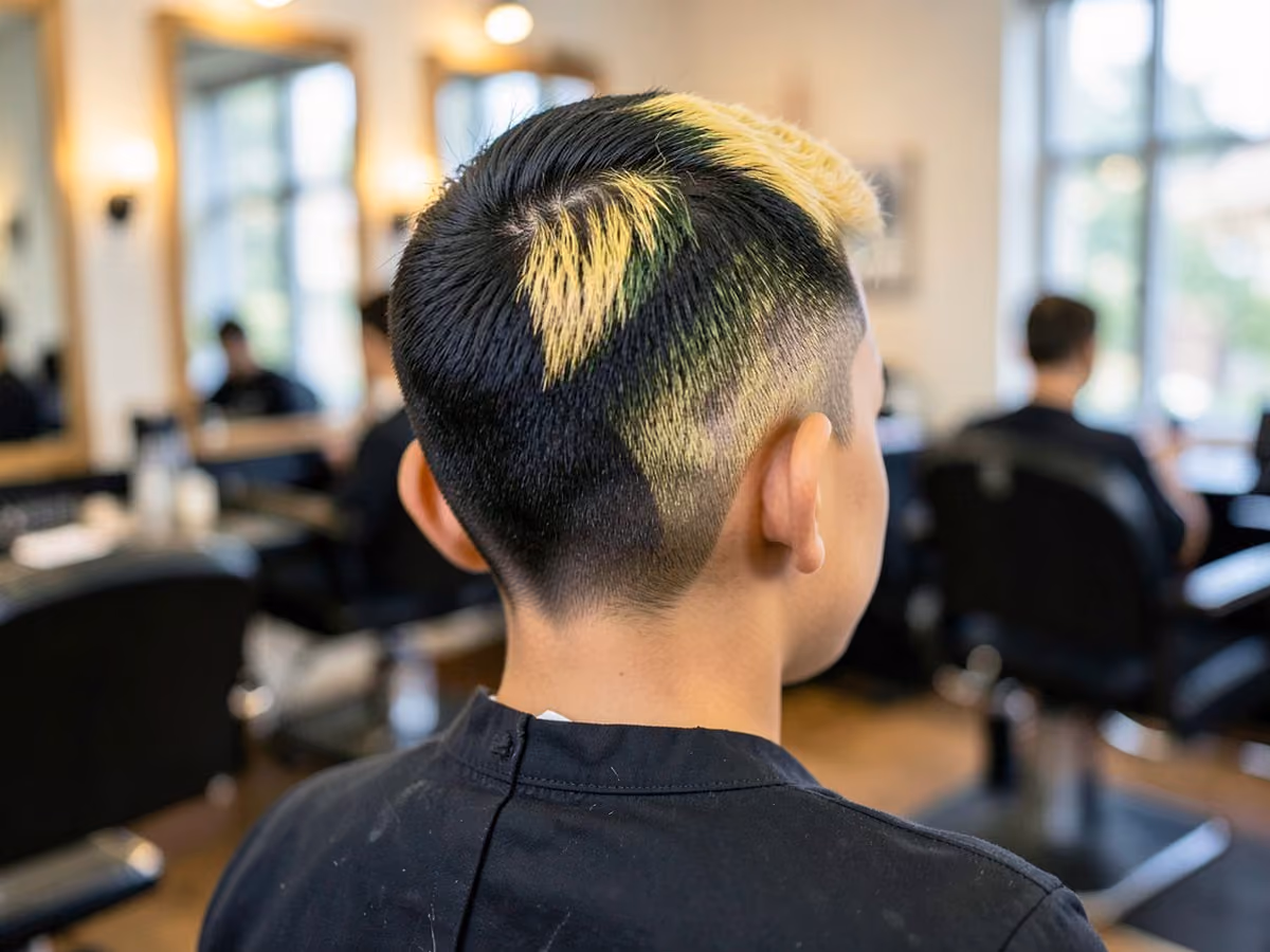 Boy with a split dye e-boy hair