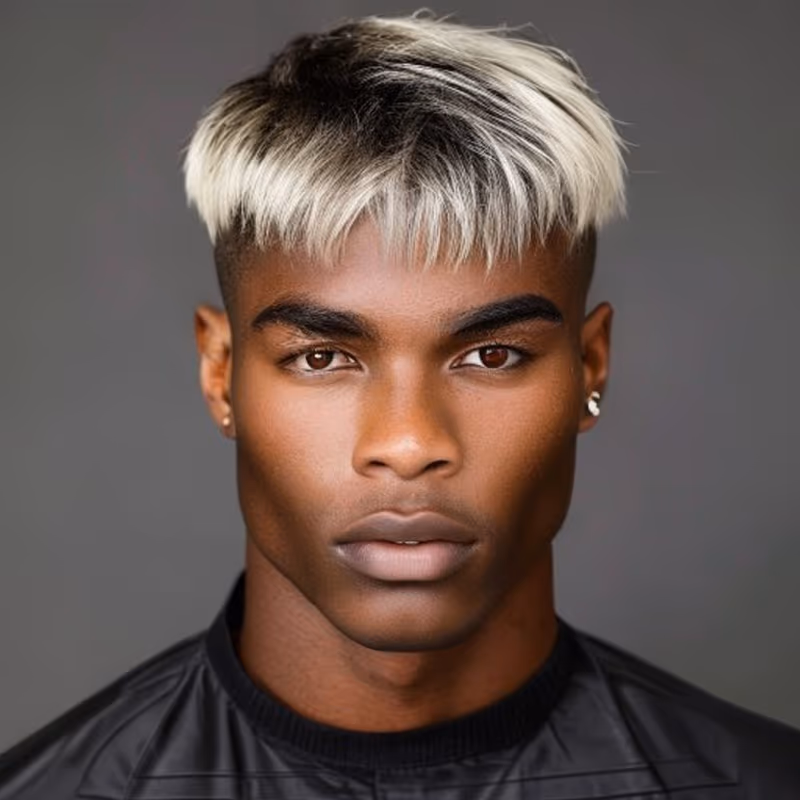 Colored Tips Edgar hairstyle for men 2026 — Edgar cut variation, best for Bold colour statements, modern barbering by Master Stylist Jessica Hamilton