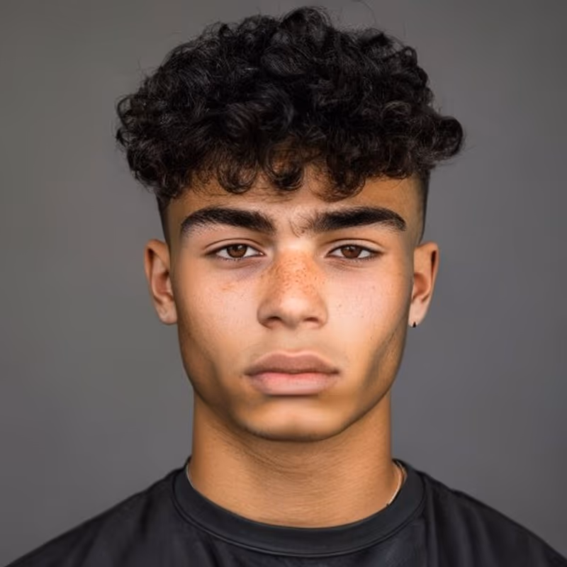 Curly Edgar hairstyle for men 2026 — Edgar cut variation, best for Naturally curly hair (3A–3C), modern barbering by Master Stylist Jessica Hamilton