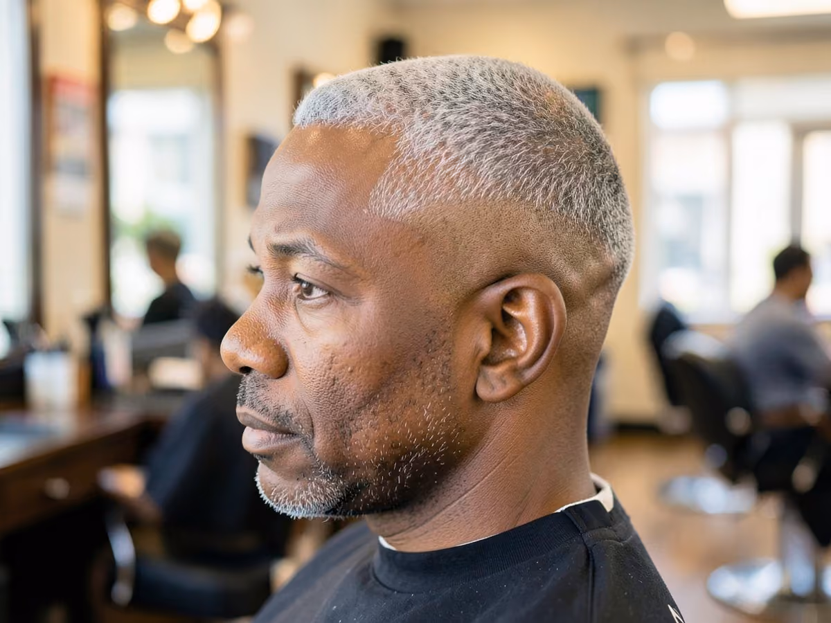 Man with a bald fade buzz cut