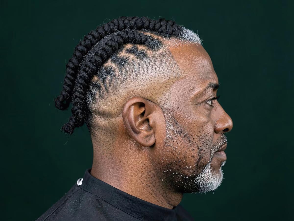 Man with a bald fade with chunky twists