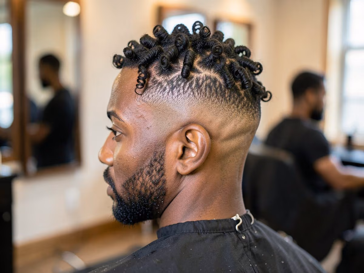Man with a bald fade with finger coils