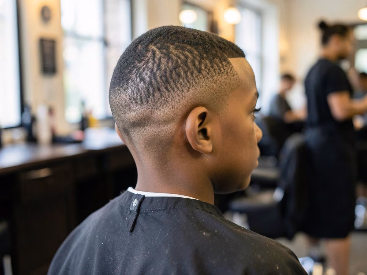 Boy with a black boys low fade