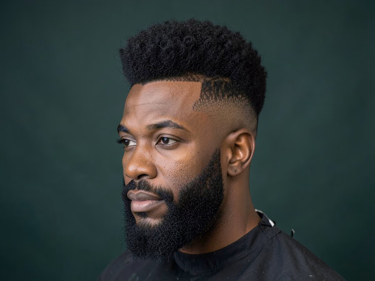Man with a blowout pompadour with taper