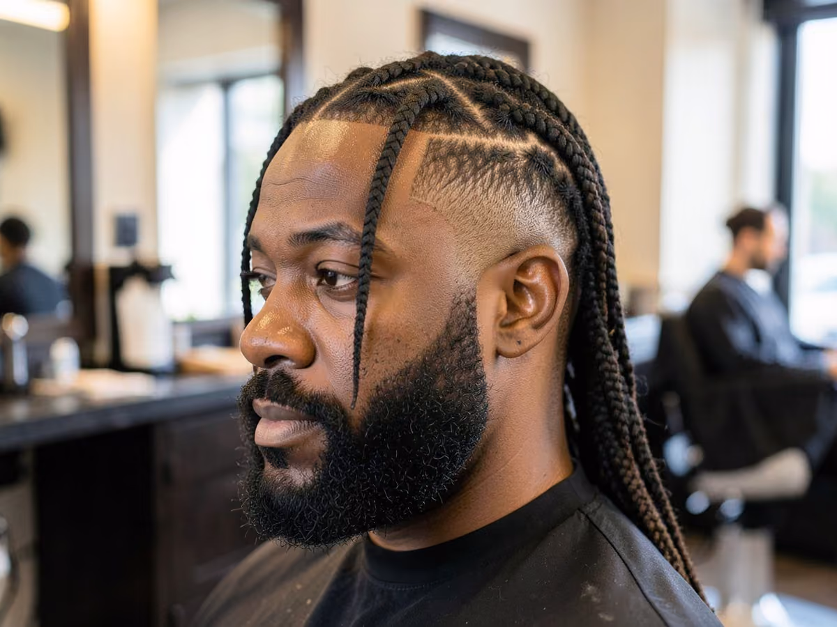 Man with a braids with taper fade