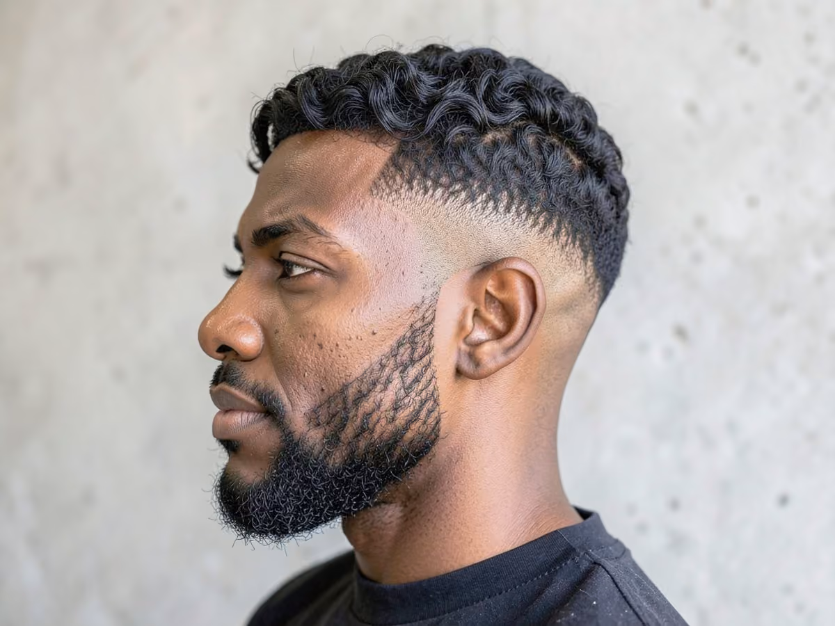Man with a deep waves with low bald fade