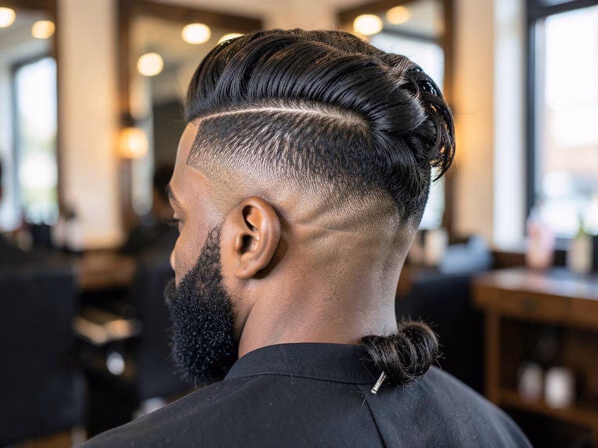 Man with a drop fade with blowout top