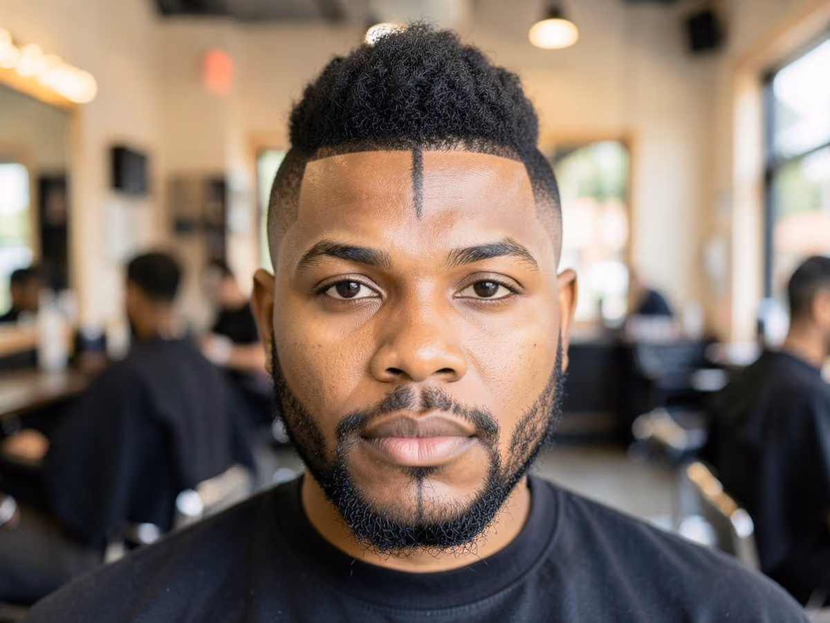 Man with a fade with coily mohawk