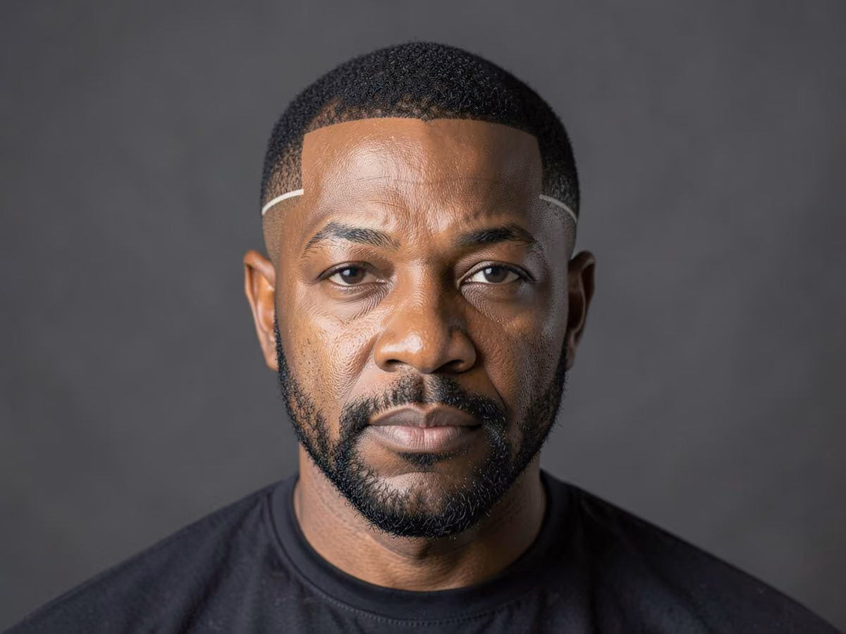 Man with a fade with double hard part