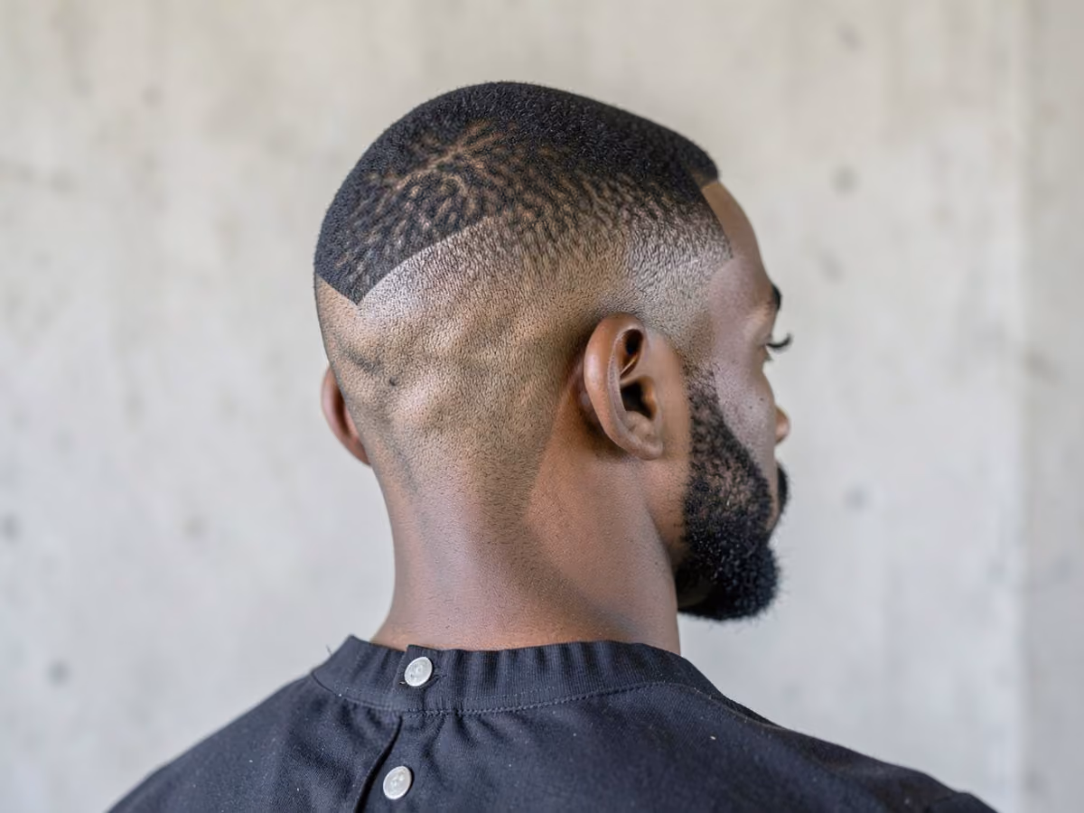 Man with a fade with rounded line up