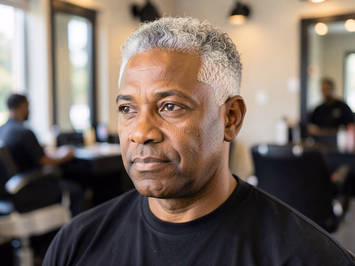 Man with a gray hair low fade