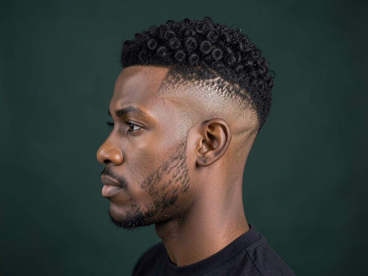 Man with a high fade with sponge curls