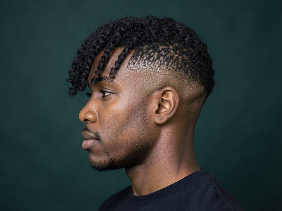 Man with a low fade with coily fringe